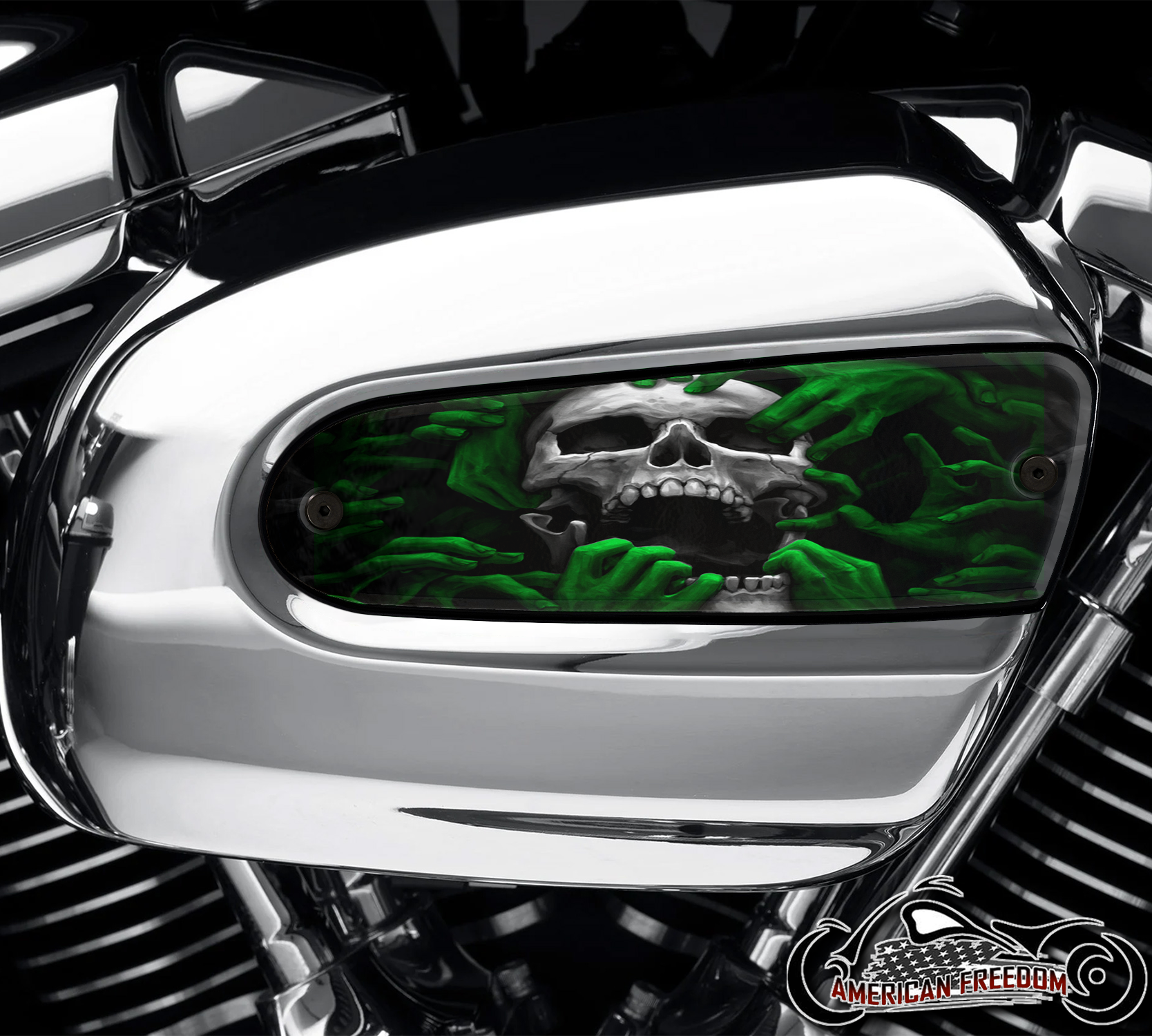 Harley Davidson Wedge Air Cleaner Insert - Torn Skull Green